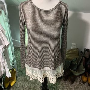 Lace bottom tunic Top